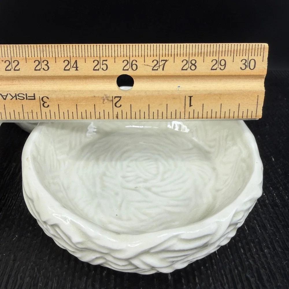 Vintage Fitz and Floyd White Bird Nest Salt Pepper Shakers 1978 Japan 3pc Set